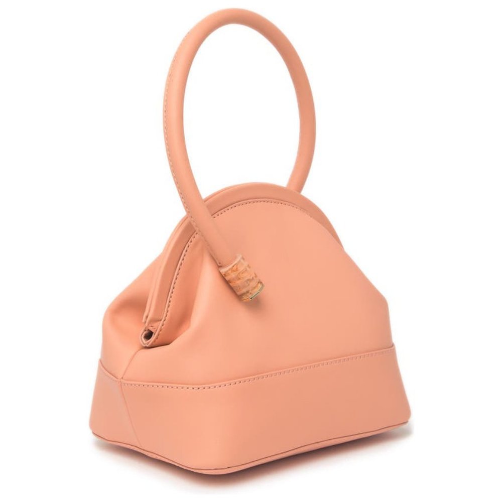 NEW Louise et Cie Isel Leather Pink Carnation Novelty Curved Frame Bucket Bag - Picture 5 of 7